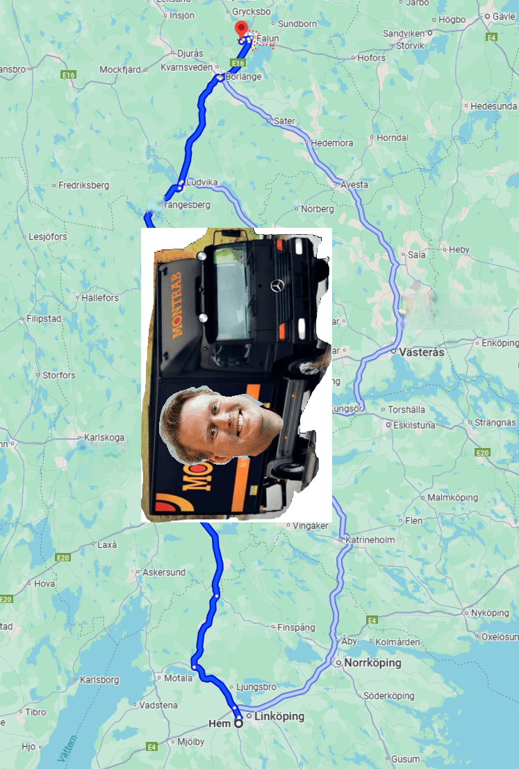 Joakim on a moving van